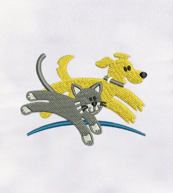 Fun-loving Cat and Dog Machine Embroidery Design