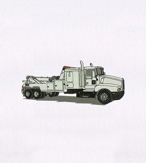 Enormously Elaborate White Truck Embroidery Design