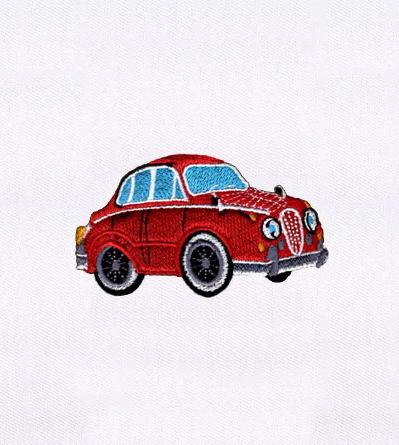 Quaint Little Red Car Embroidery Design