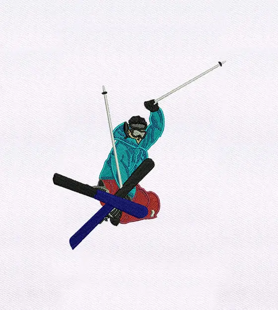 Thrill Seeking Mountain Skier Embroidery Design