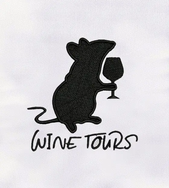Black Rat with Wine Embroidery Design