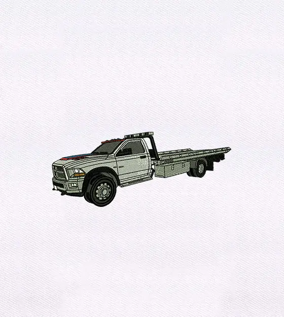 Great White Pickup Truck Embroidery Design
