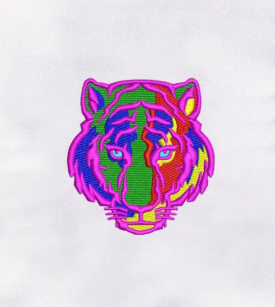 Colorful Tiger Face Machine Embroidery Design