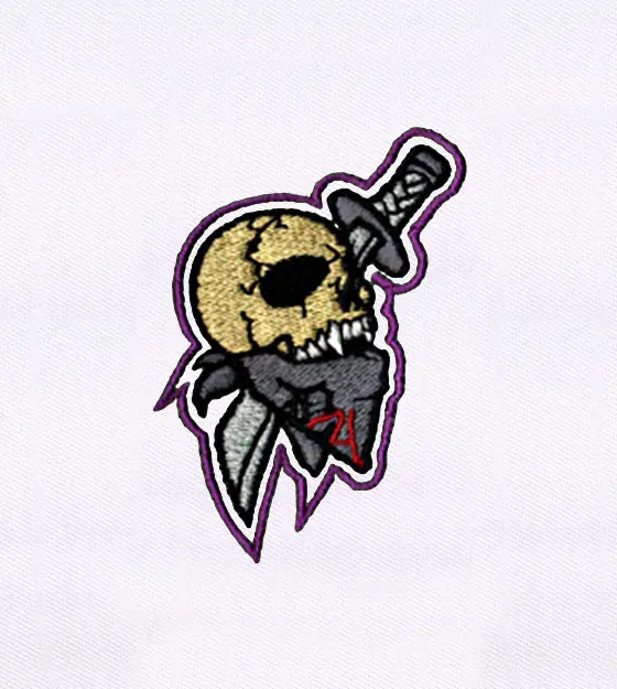 Skull Lodged Sword Cap Embroidery Design