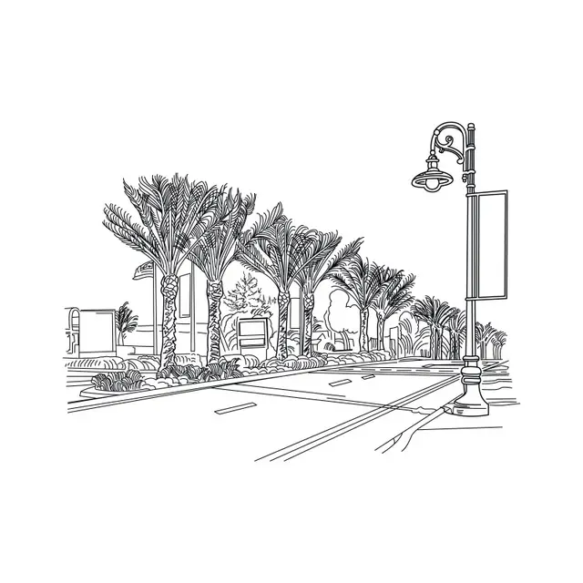تصميم متجه خطي مجاني لشارع جميل