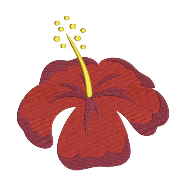 Red Hibiscus Flower Embroidery Design