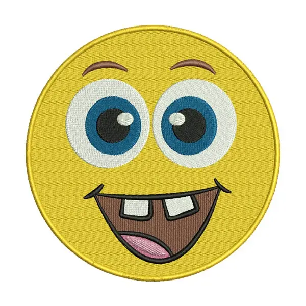 Buck Teeth Smiling Face Yellow Emoji Embroidery Design