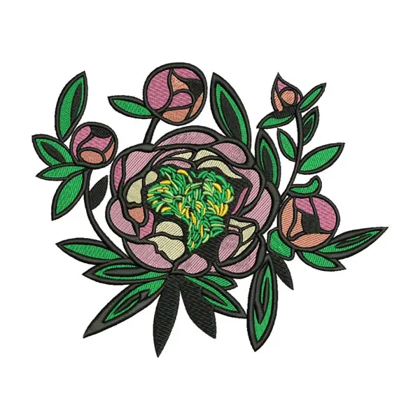 Pink Floral Bouquet Embroidery Design