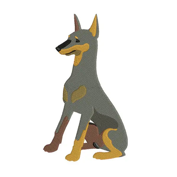 Doberman Sitting Embroidery Design