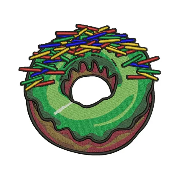 Green Sprinkled Donut Embroidery Design