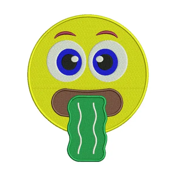Vomiting Emoji Embroidery Design – Yellow