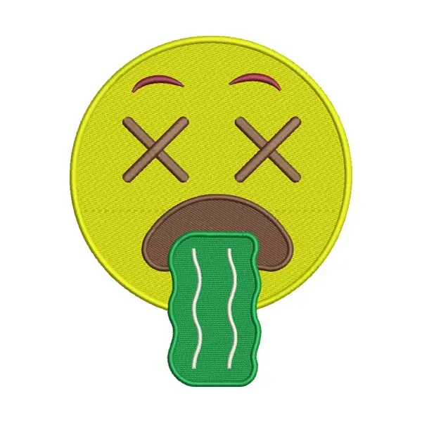 Vomiting Emoji Embroidery Design – Cross