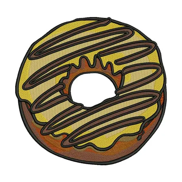 Donut Embroidery Design – Chocolate Drizzle Dessert Machine Embroidery File