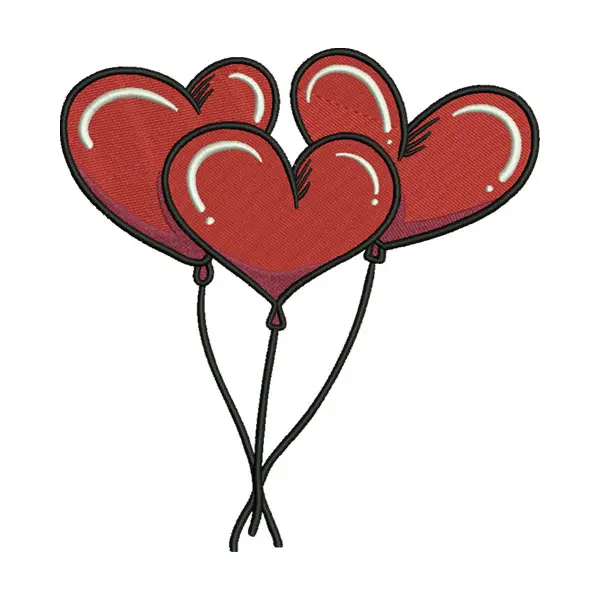 Red Heart Balloons Embroidery Design
