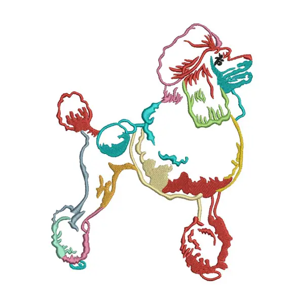 Colorful Poodle Embroidery Design
