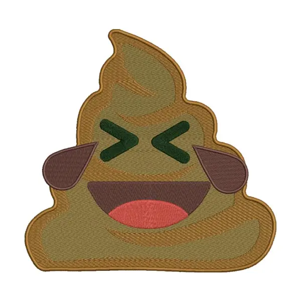 Laughing Poop Emoji Embroidery Design