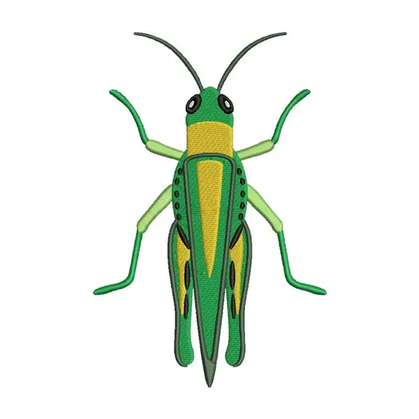 Green Grasshopper Embroidery Design