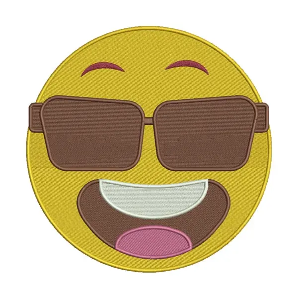 Grinning Emoji with Sunglasses Embroidery Design