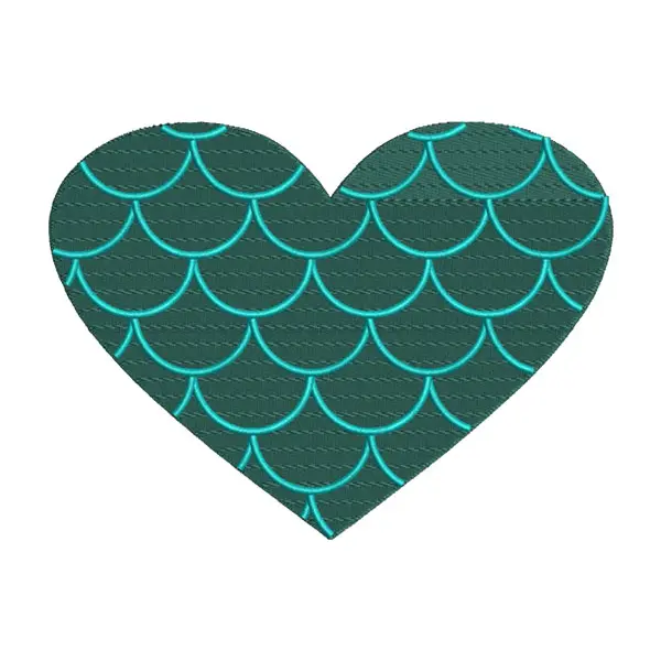 Mermaid Scales Heart Embroidery Design