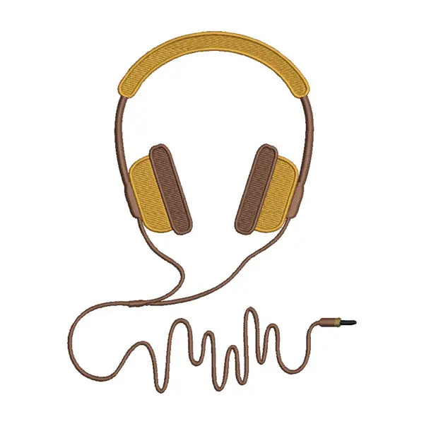 Headphones Embroidery Design – Retro Music Machine Embroidery File