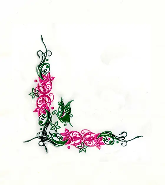 Floral Corner Embroidery Design