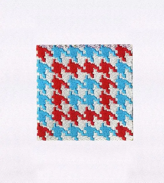 Blue & Red Geometric Pattern Embroidery Design