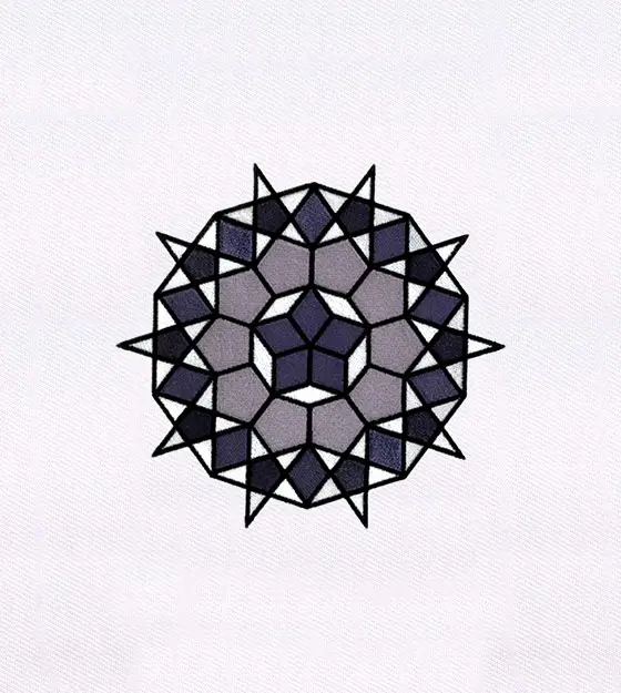 Grey Decagon Geometric Flower Pattern Embroidery Design