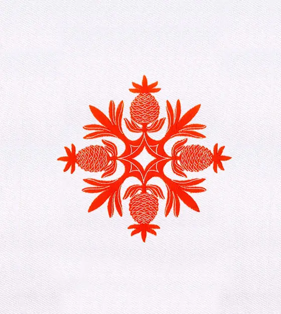 Orange Pineapple Geometric Embroidery Design