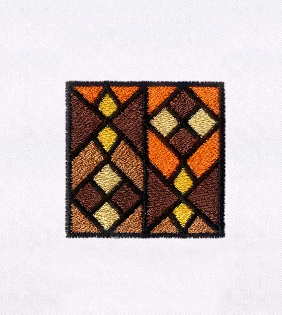 Brown Geometric Patterns Square Embroidery Design