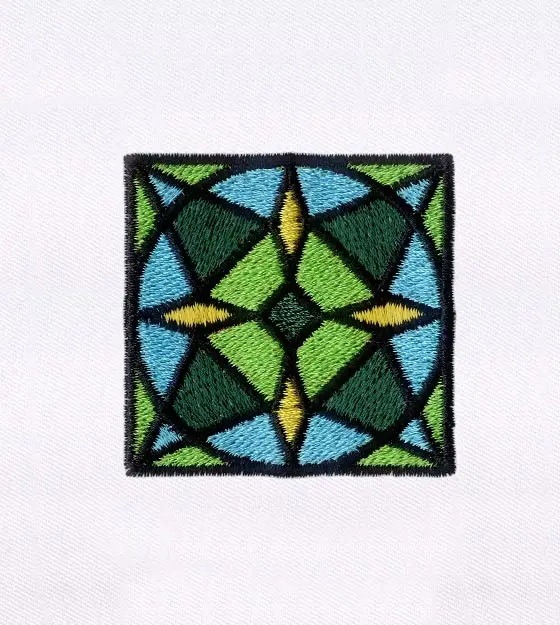 Entrancing Green Geometric Pattern Square Embroidery Design