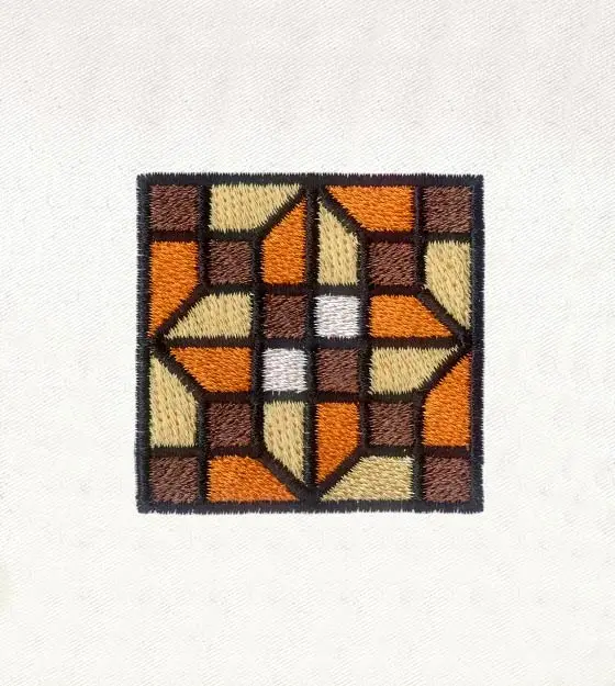 Brown & Orange Geometric Pattern Embroidery Design