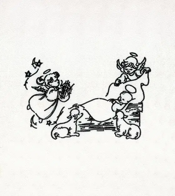 Angels & Baby Line Art Embroidery Design