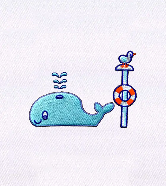 Whale Embroidery Design – Cute Sea Life Machine Embroidery File