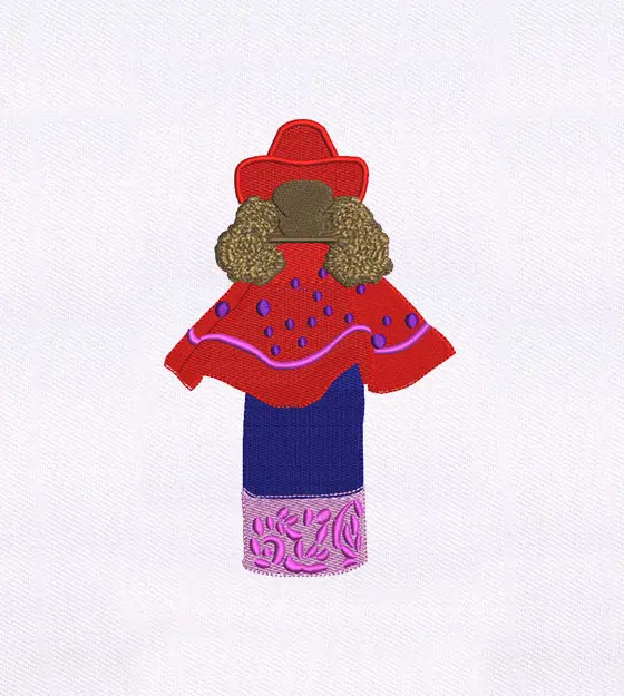Girl in Traditional Outfit Embroidery Design