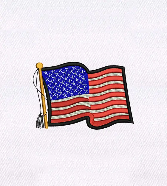 Waving U.S. Flag Embroidery Design