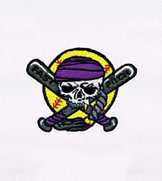 Crossed Baseball Bat Haunting Skull Embroidery Design