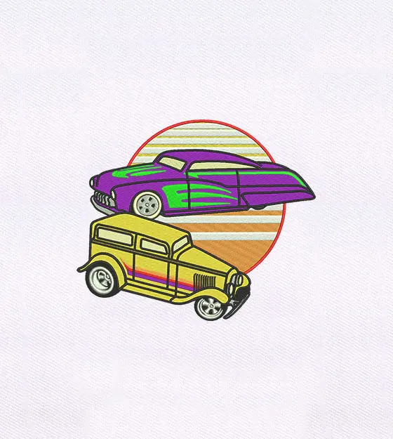 Vintage Cars Embroidery Design