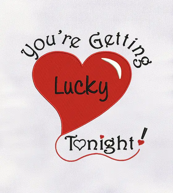 Luck Inspired Red Heart Lettering Embroidery Font Design
