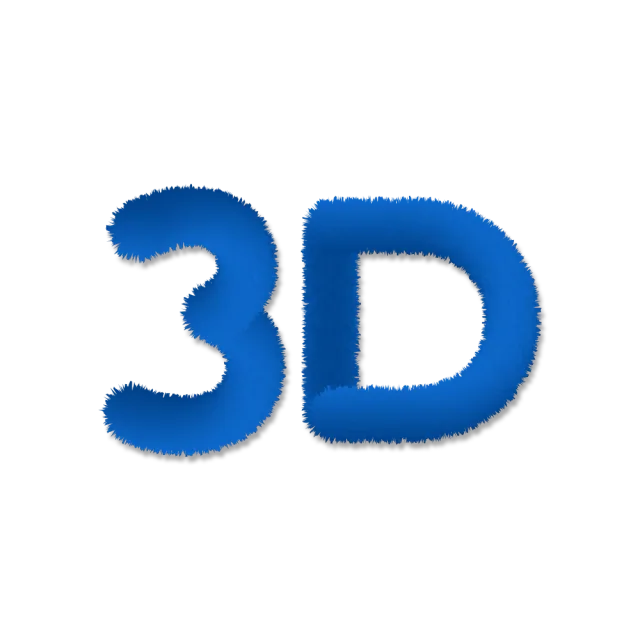 حروف زرقاء بارزة ثلاثية الأبعاد (3D) توضح التطريز بالفوم