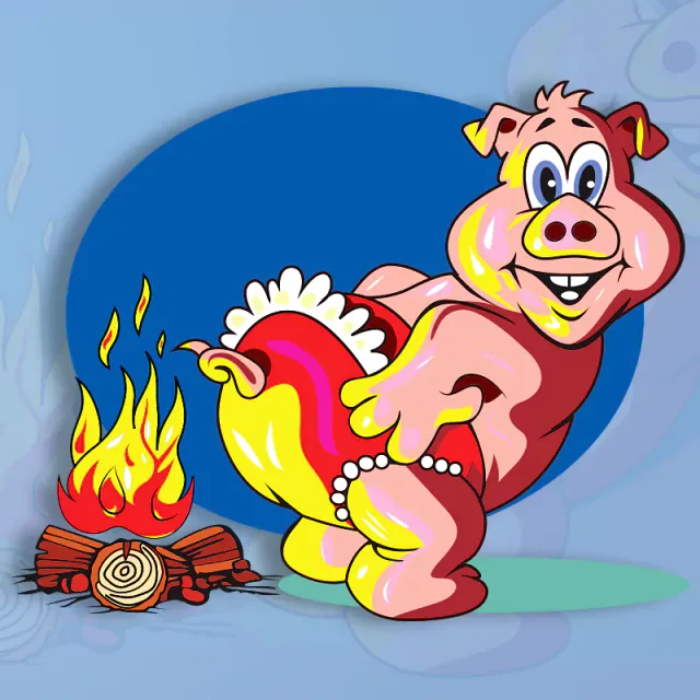 Pig With BonFire Vector Design
