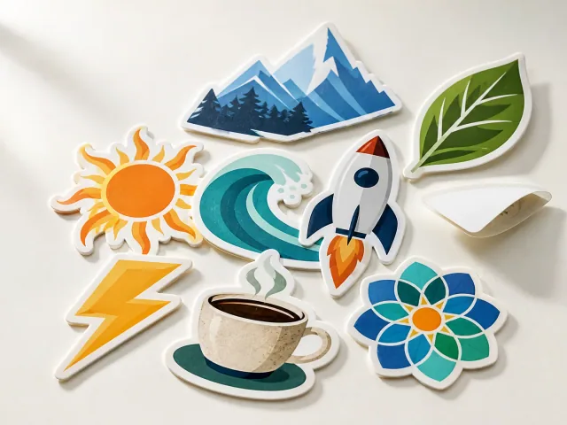 Loose contour-cut stickers with backing trimmed to each design
