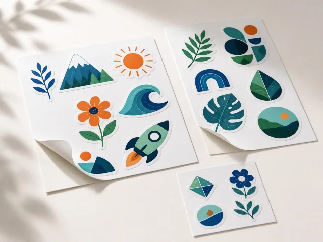 Kiss-cut stickers held flat on intact backing cards