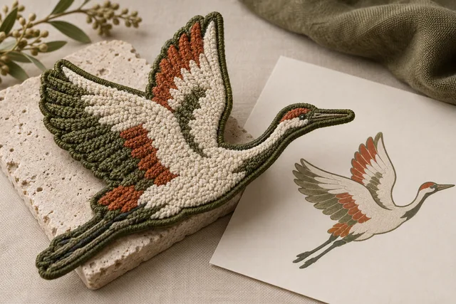 Ein Chenille-Patch mit flauschigem Schlingengarn und sauberem gesticktem Rand, markante fühlbare Textur