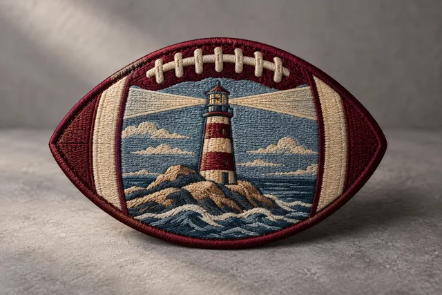 Embroidered patch featuring a lighthouse design