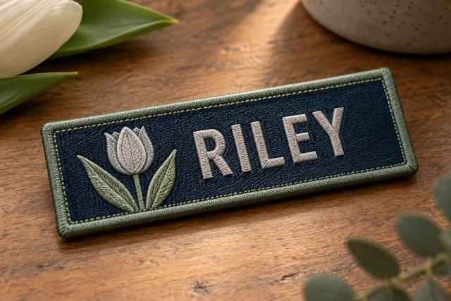 Embroidered patch featuring a tulip design