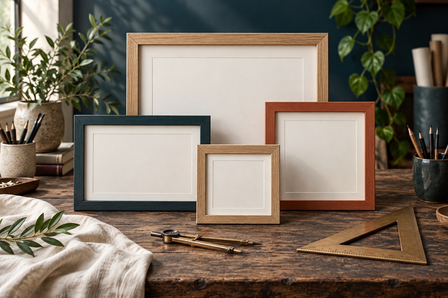 Empty frames in several aspect ratios with drafting tools