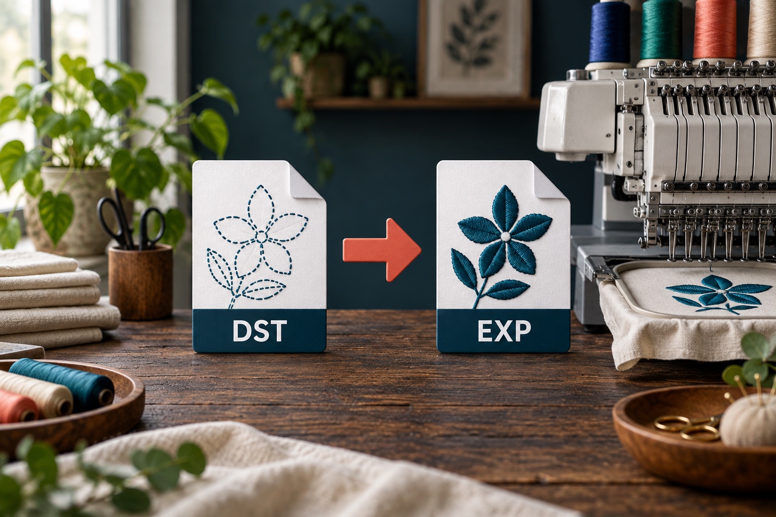 DST embroidery file converted to an EXP machine file
