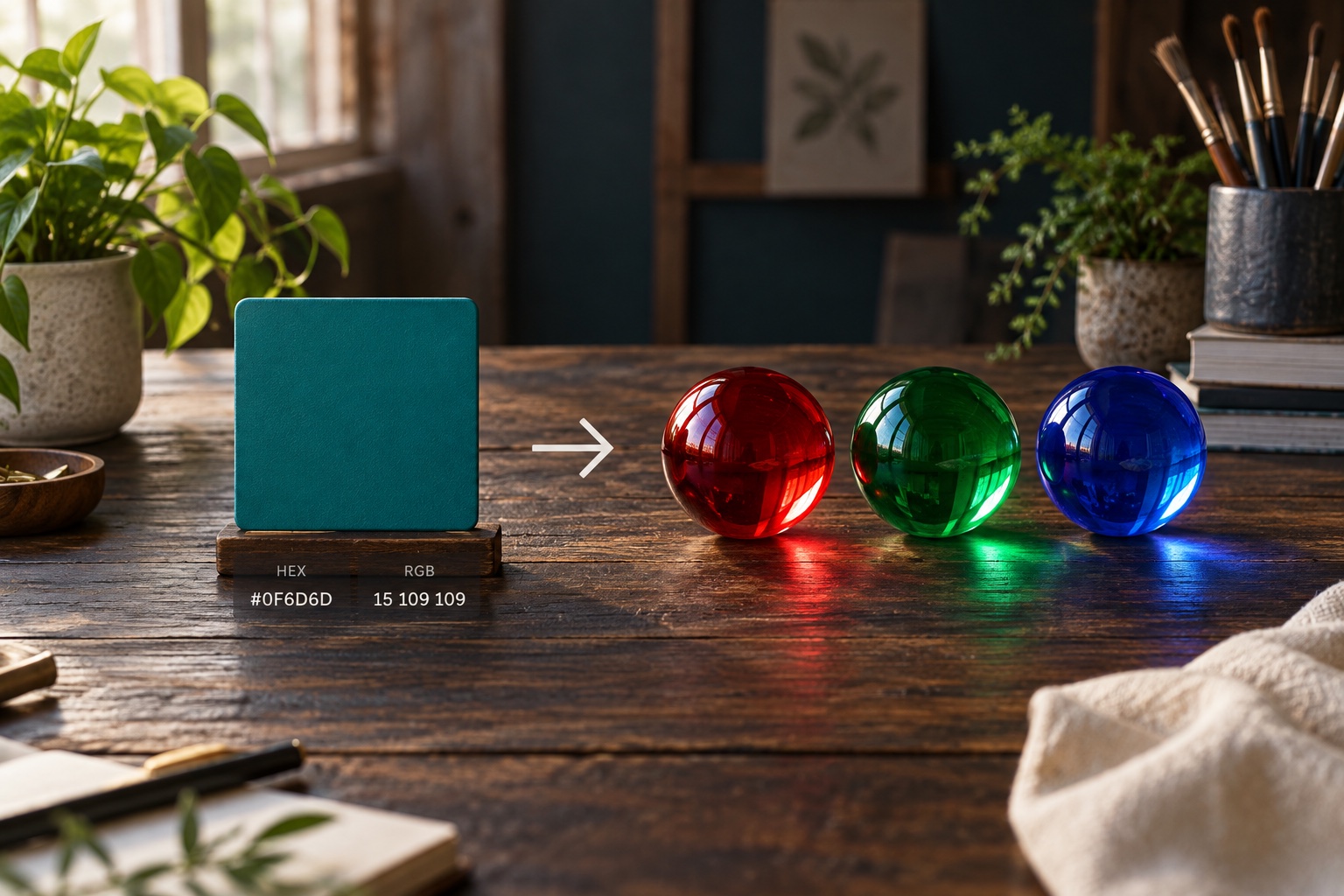 A solid color converted into red green and blue light