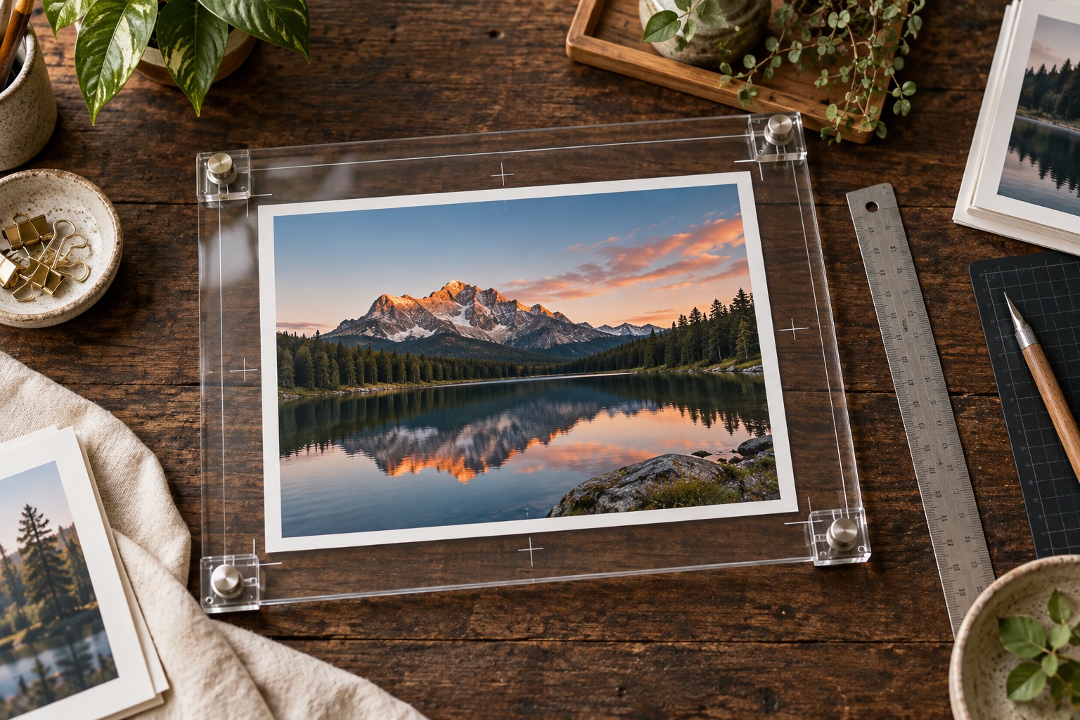 Landscape photograph positioned beneath a transparent crop frame