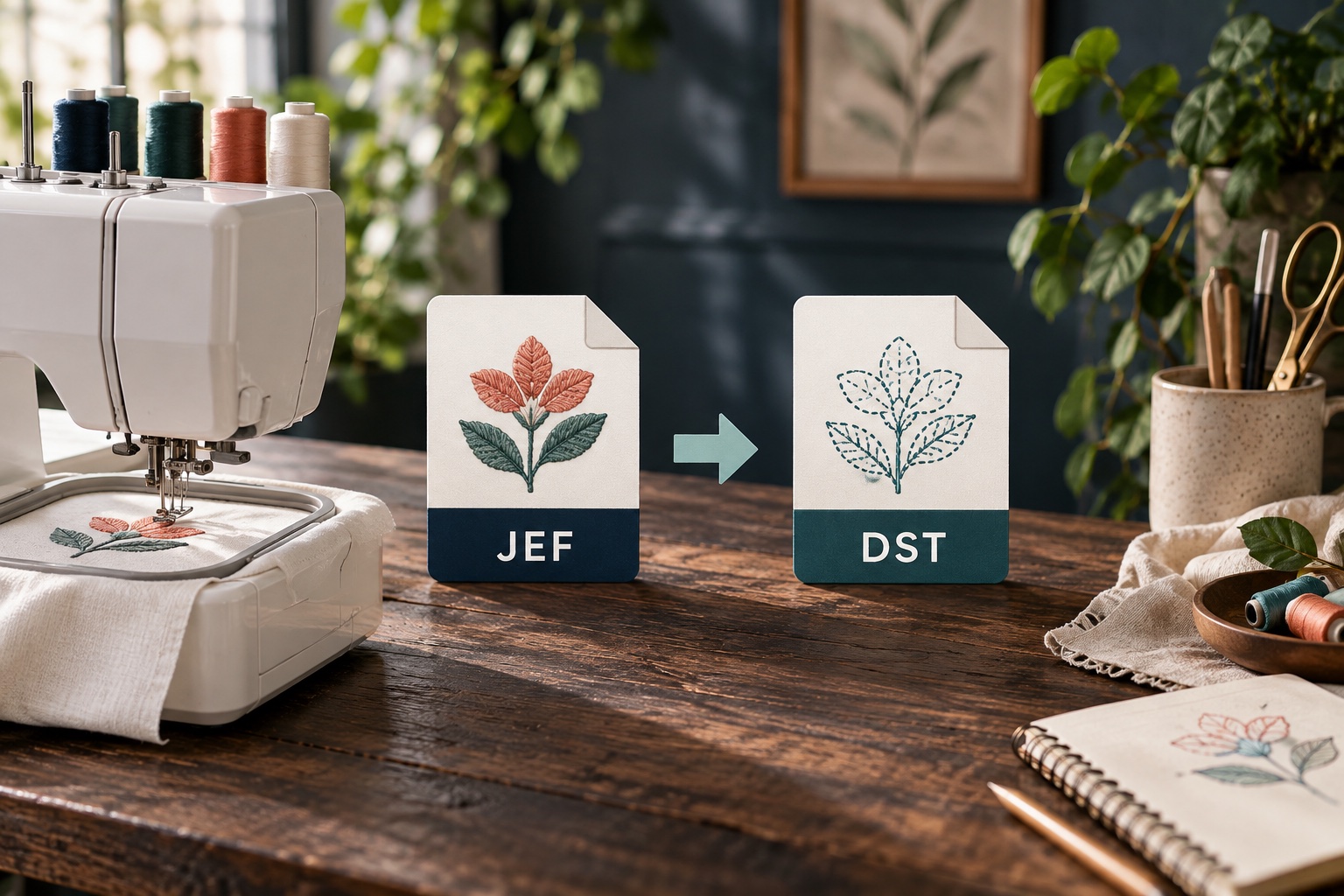 JEF embroidery file converted to a DST stitch file